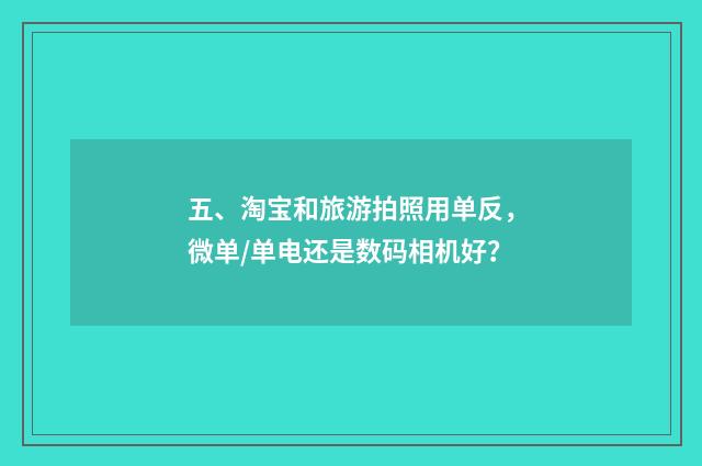 五、淘宝和旅游拍照用单反，微单/单电还是数码相机好？