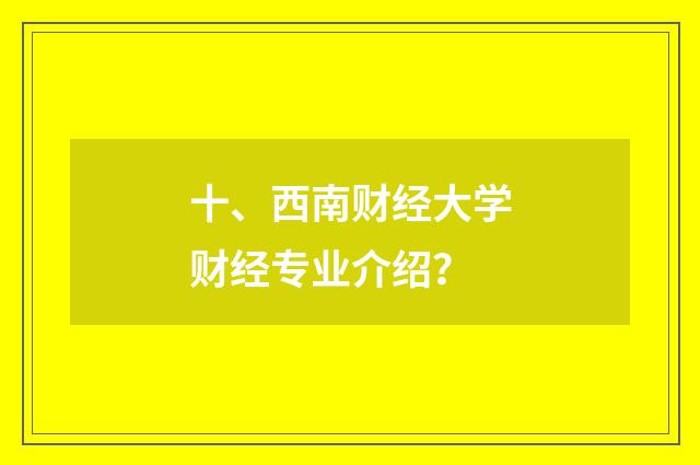 十、西南财经大学财经专业介绍？