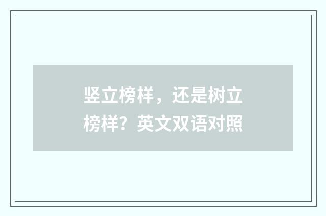 竖立榜样，还是树立榜样？英文双语对照