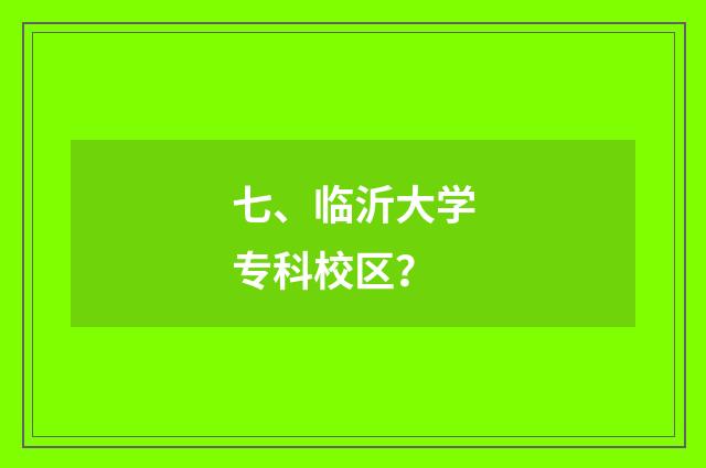 七、临沂大学专科校区？