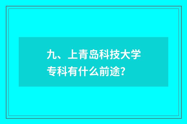 九、上青岛科技大学专科有什么前途？