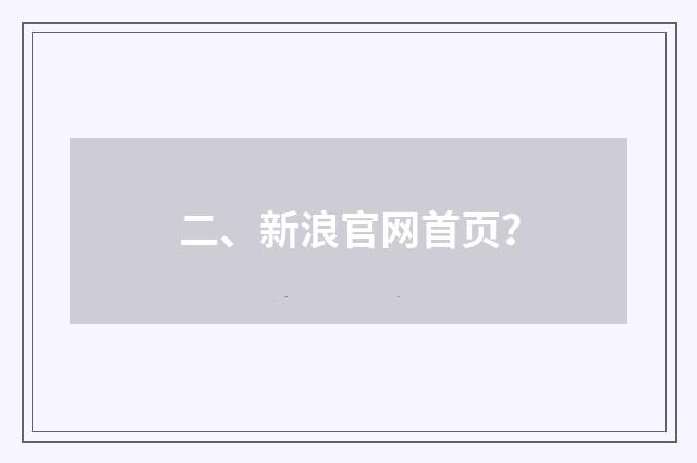 二、新浪官网首页？