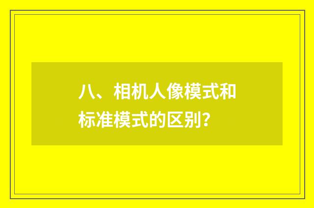 八、相机人像模式和标准模式的区别？