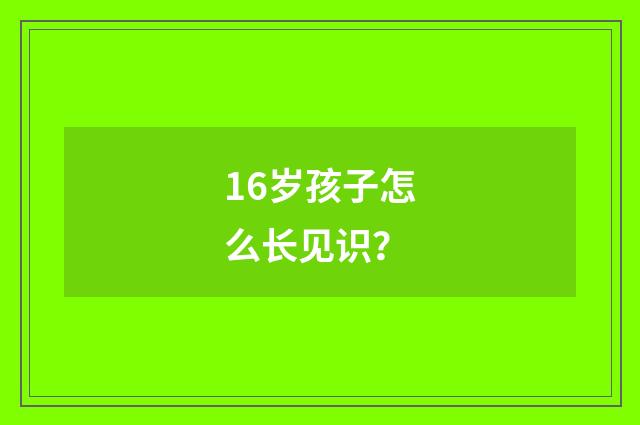 16岁孩子怎么长见识？