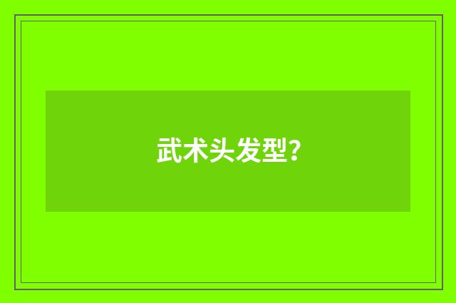 武术头发型？