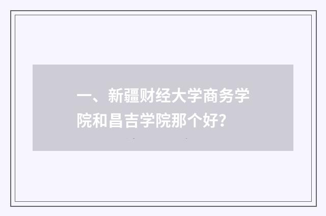 一、新疆财经大学商务学院和昌吉学院那个好？