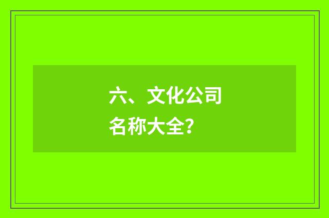 六、文化公司名称大全？