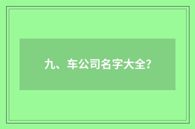 九、车公司名字大全？