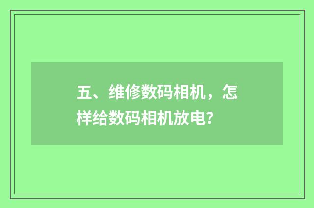 五、维修数码相机，怎样给数码相机放电？