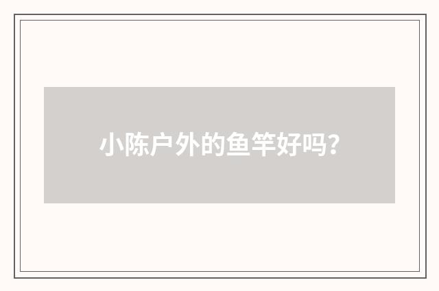 小陈户外的鱼竿好吗？