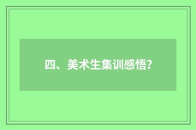 四、美术生集训感悟？