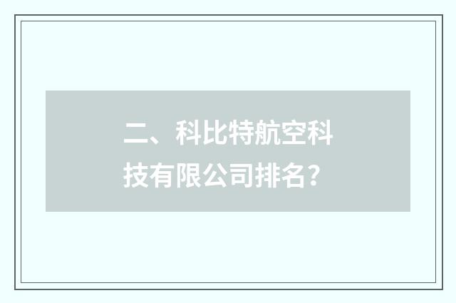 二、科比特航空科技有限公司排名？