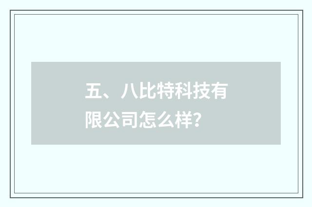 五、八比特科技有限公司怎么样？