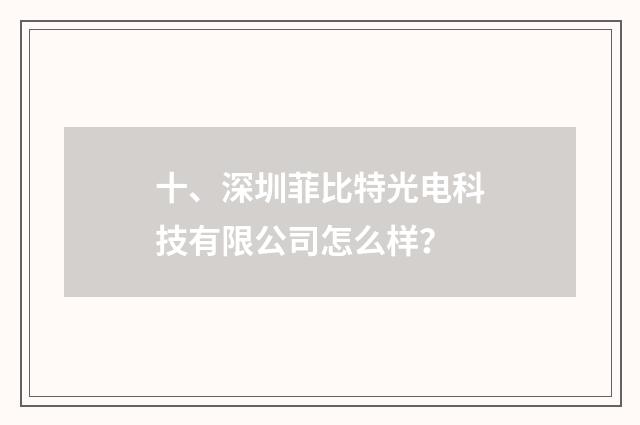十、深圳菲比特光电科技有限公司怎么样？