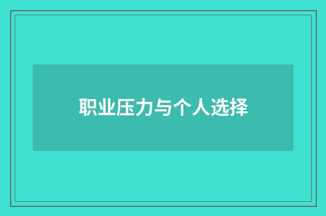 职业压力与个人选择