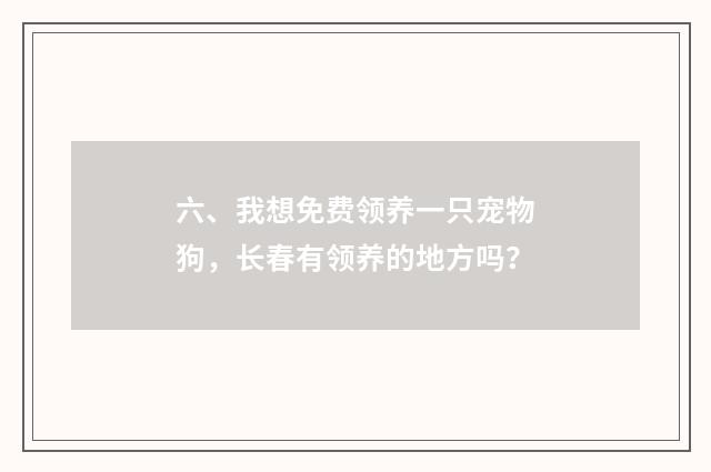 六、我想免费领养一只宠物狗，长春有领养的地方吗？