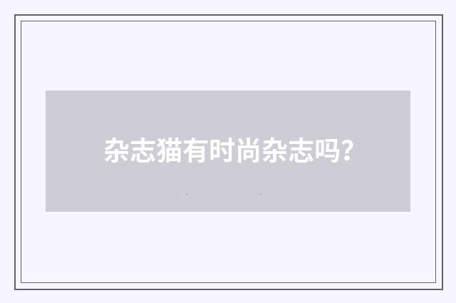 杂志猫有时尚杂志吗？