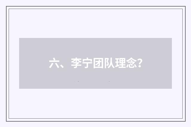 六、李宁团队理念？