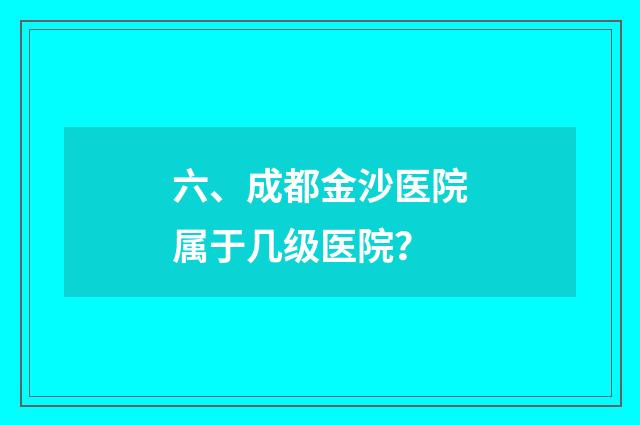 六、成都金沙医院属于几级医院?