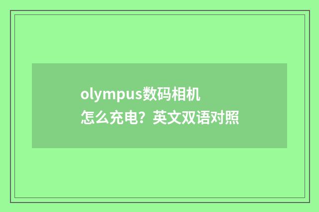 olympus数码相机怎么充电？英文双语对照