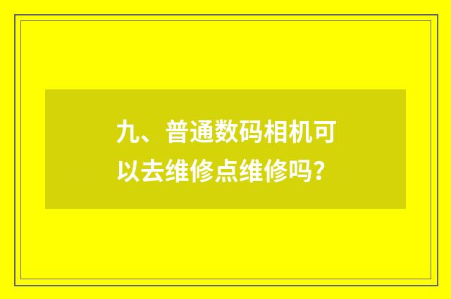 九、普通数码相机可以去维修点维修吗？