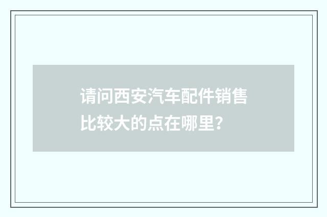 请问西安汽车配件销售比较大的点在哪里?