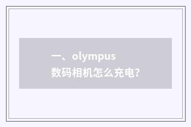 一、olympus数码相机怎么充电?