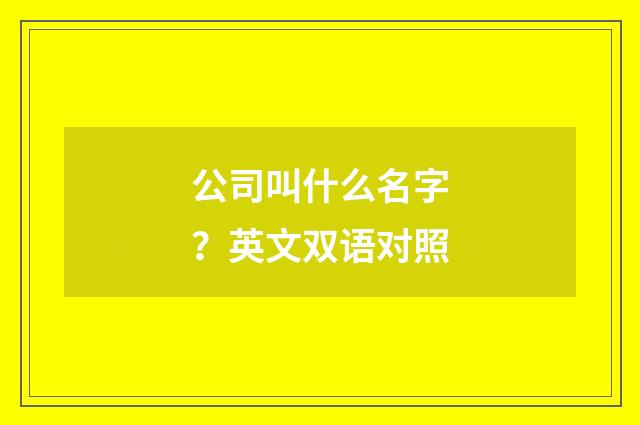 公司叫什么名字？英文双语对照