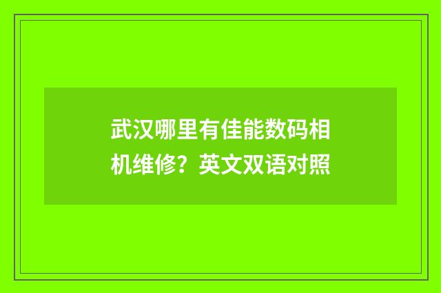 武汉哪里有佳能数码相机维修？英文双语对照