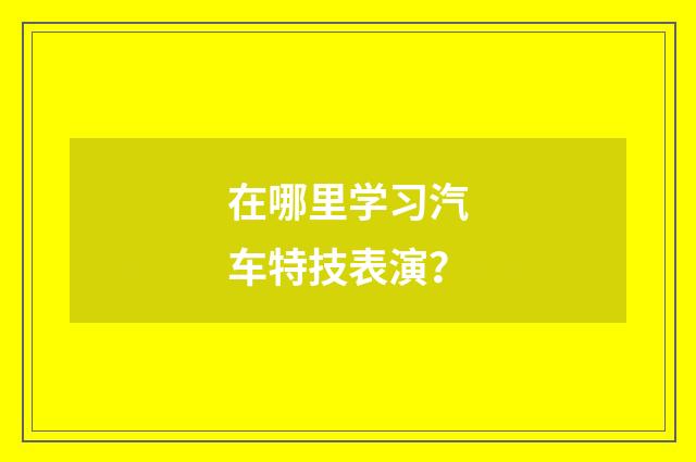 在哪里学习汽车特技表演?