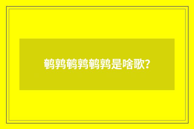 鹌鹑鹌鹑鹌鹑是啥歌？