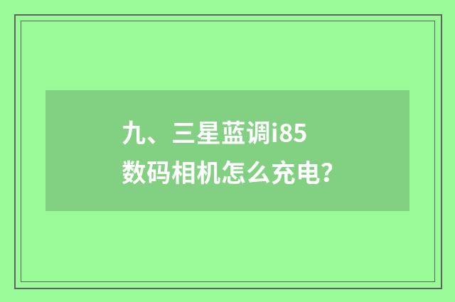 九、三星蓝调i85数码相机怎么充电?