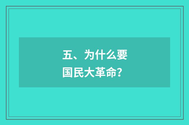 五、为什么要国民大革命？