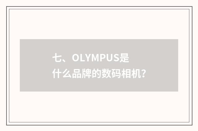 七、OLYMPUS是什么品牌的数码相机？