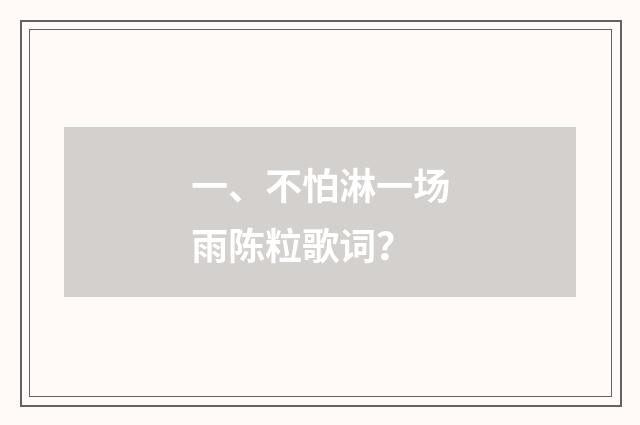 一、不怕淋一场雨陈粒歌词？