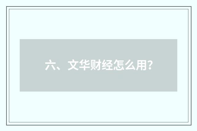 六、文华财经怎么用？
