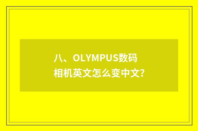 八、OLYMPUS数码相机英文怎么变中文？
