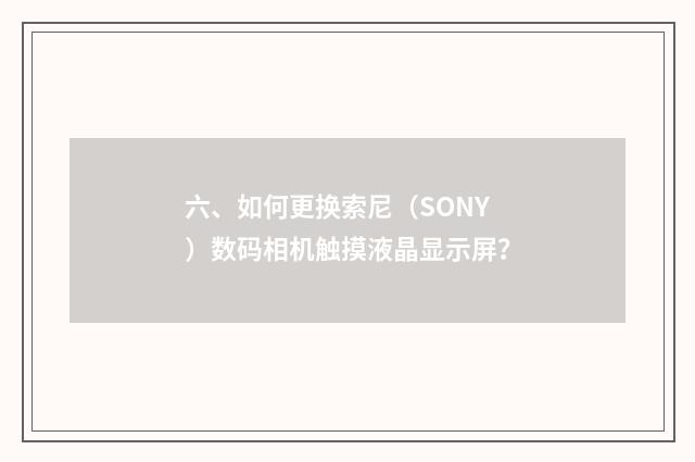 六、如何更换索尼（SONY）数码相机触摸液晶显示屏？