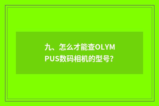 九、怎么才能查OLYMPUS数码相机的型号？