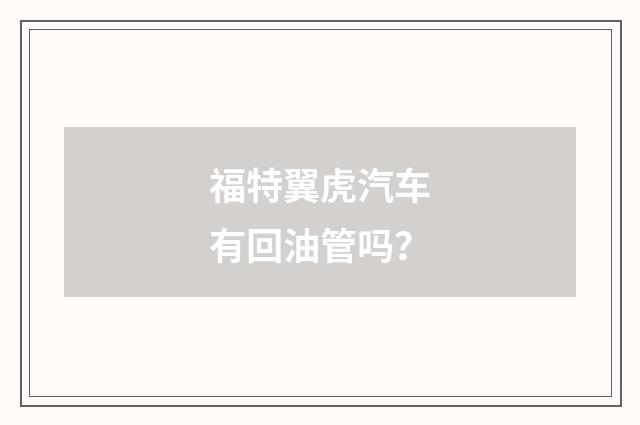 福特翼虎汽车有回油管吗？