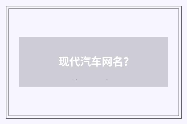 现代汽车网名？