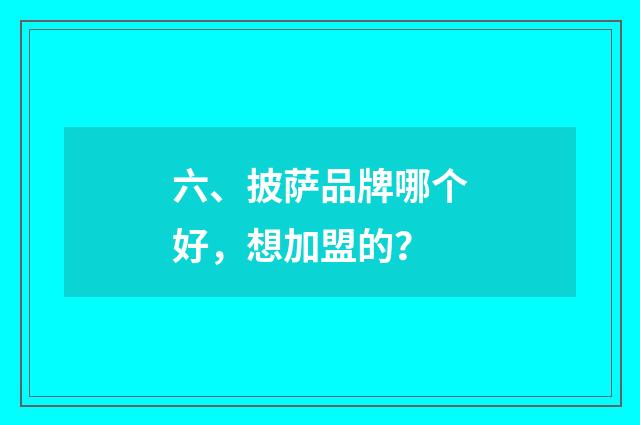 六、披萨品牌哪个好，想加盟的？