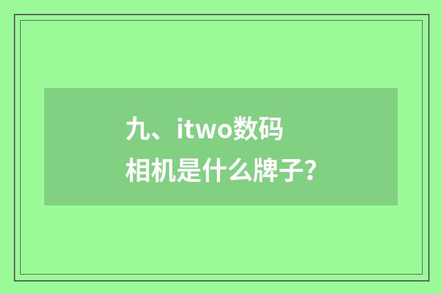 九、itwo数码相机是什么牌子？