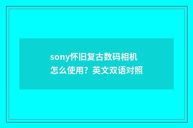 sony怀旧复古数码相机怎么使用?英文双语对照