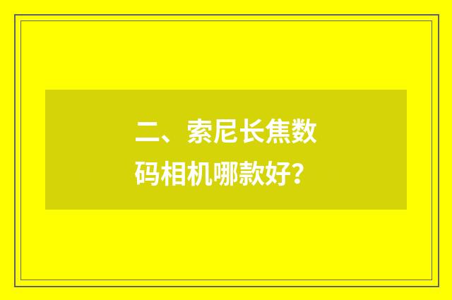 二、索尼长焦数码相机哪款好？