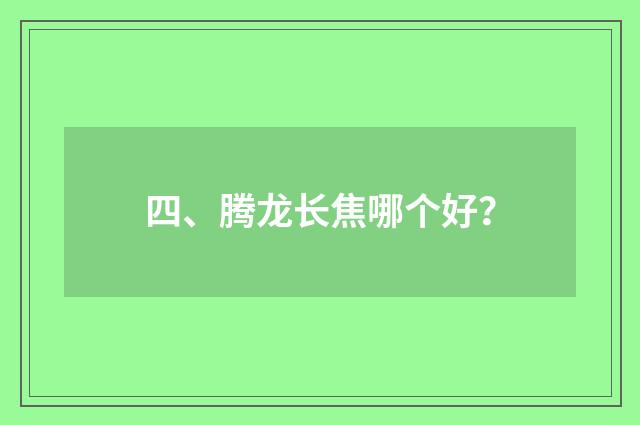 四、腾龙长焦哪个好?