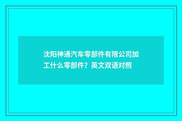 沈阳神通汽车零部件有限公司加工什么零部件？英文双语对照