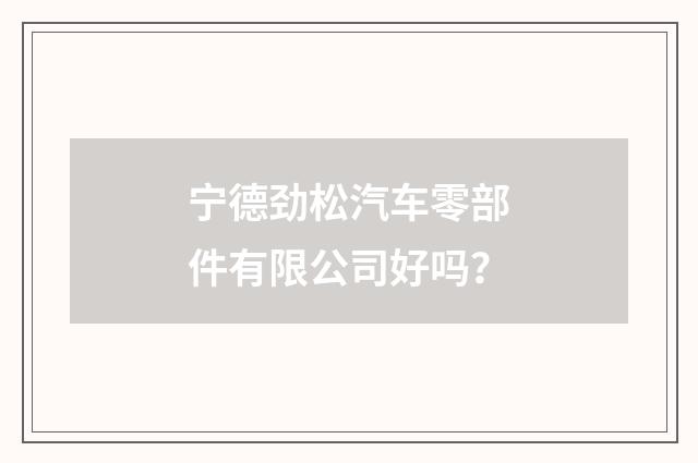 宁德劲松汽车零部件有限公司好吗？