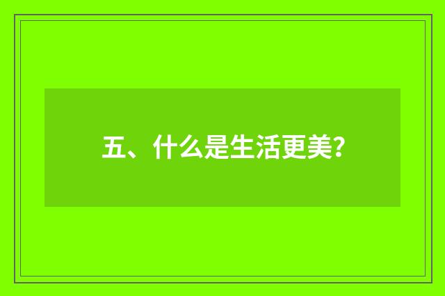 五、什么是生活更美？