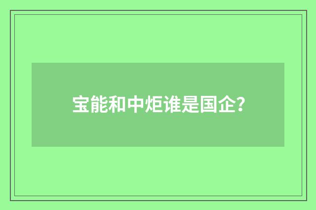 宝能和中炬谁是国企？